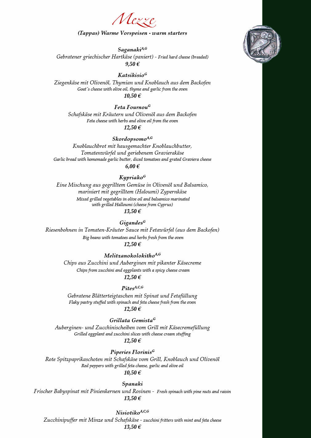 Restaurant Mylos Charlottenburg Speisekarte 3