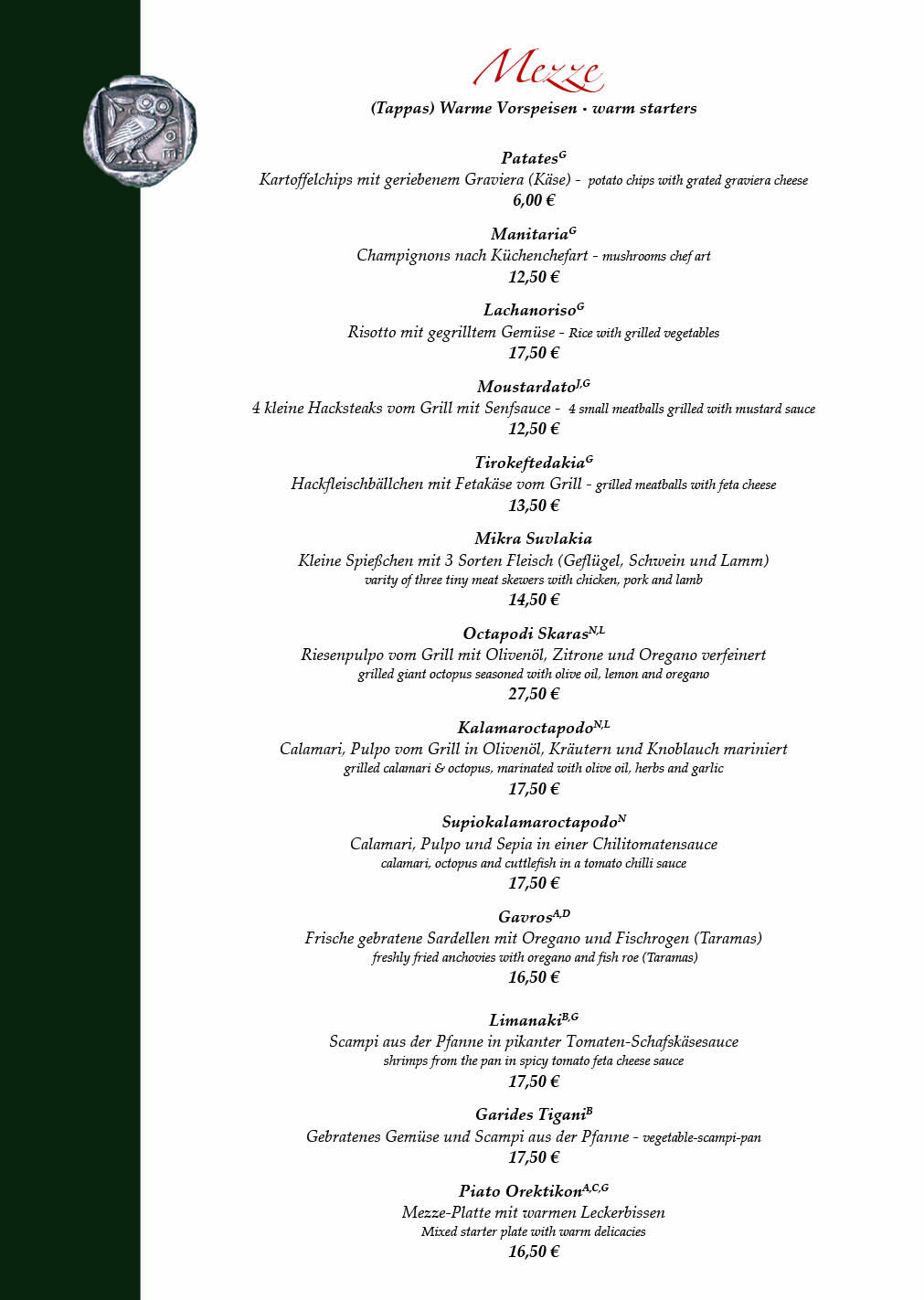 Restaurant Mylos Charlottenburg Speisekarte 4